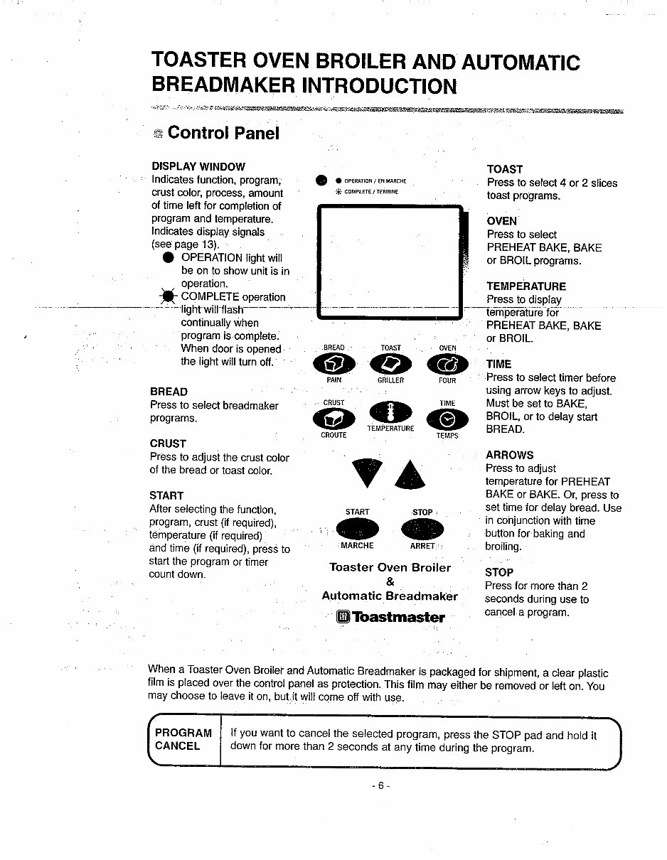 Toastmaster Toaster Oven Broiler Breadmaker Parts model 1139 instruction manual recipes preview img 6