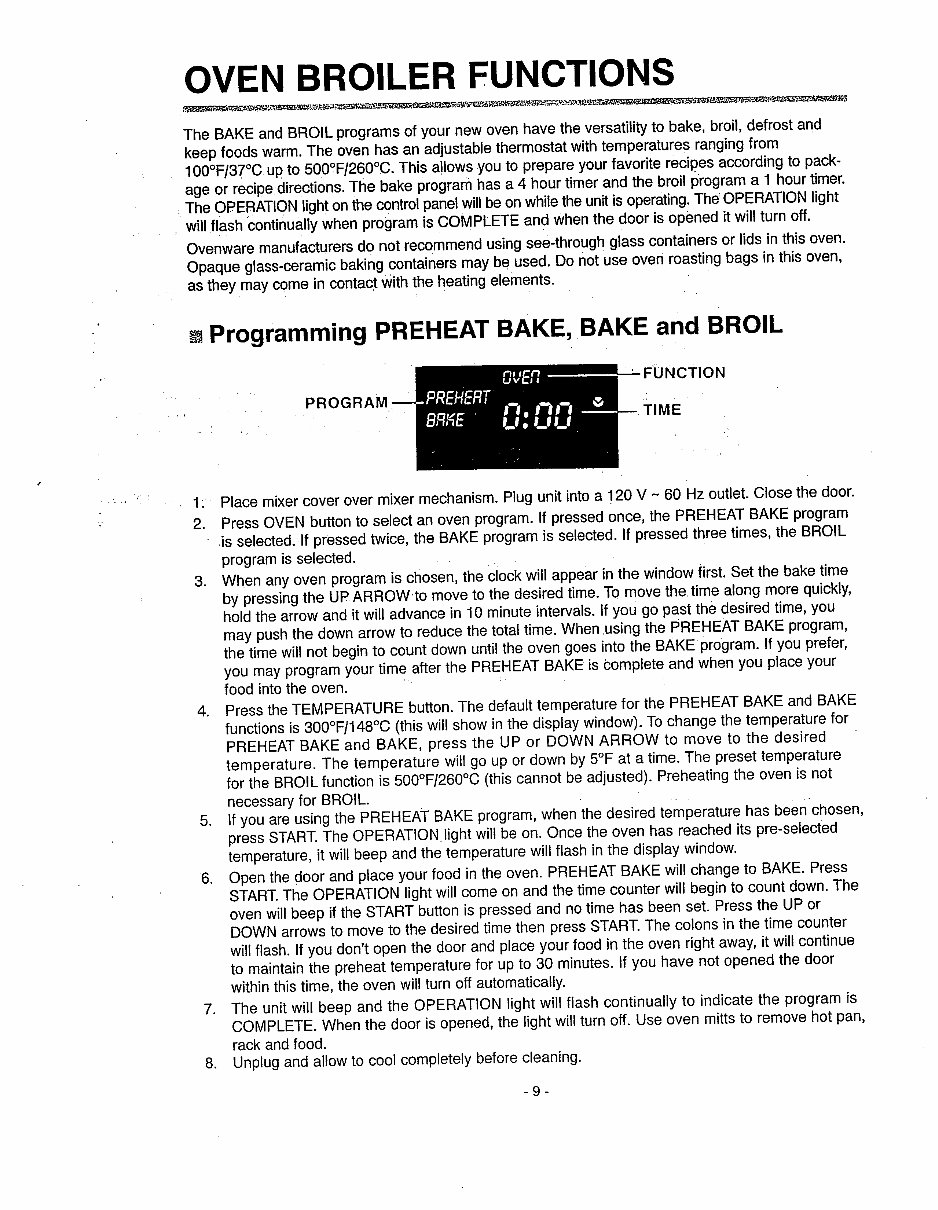 Toastmaster Toaster Oven Broiler Breadmaker Parts model 1139 instruction manual recipes preview img 9