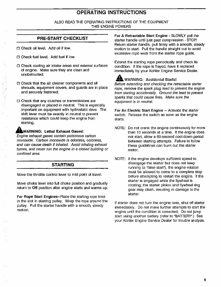 Kohler K91 K141 K161 K181 K241 K301 K321 K341 Single Cylinder Engine Workshop Service & Repair Manual preview img 5