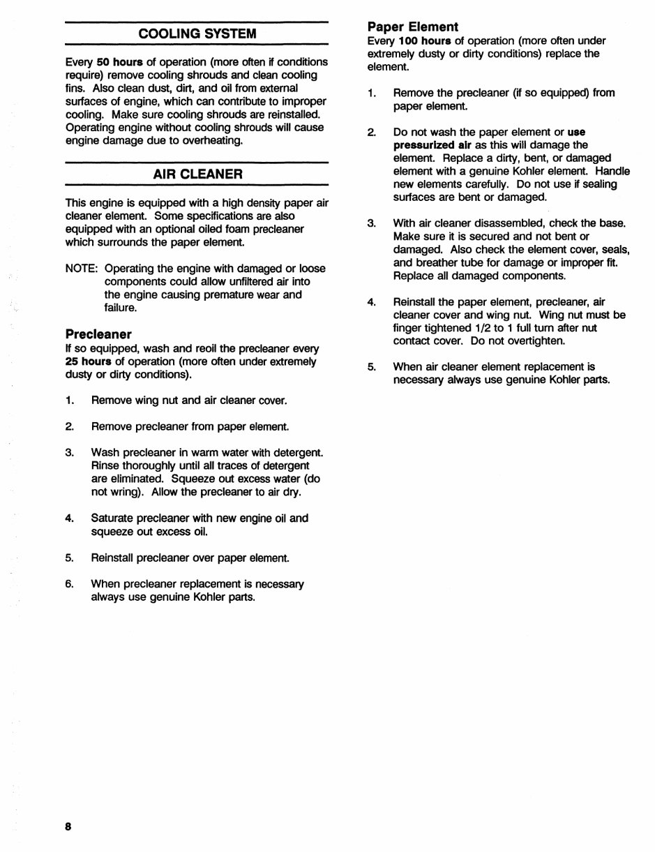 Kohler K91 K141 K161 K181 K241 K301 K321 K341 Single Cylinder Engine Workshop Service & Repair Manual preview img 8