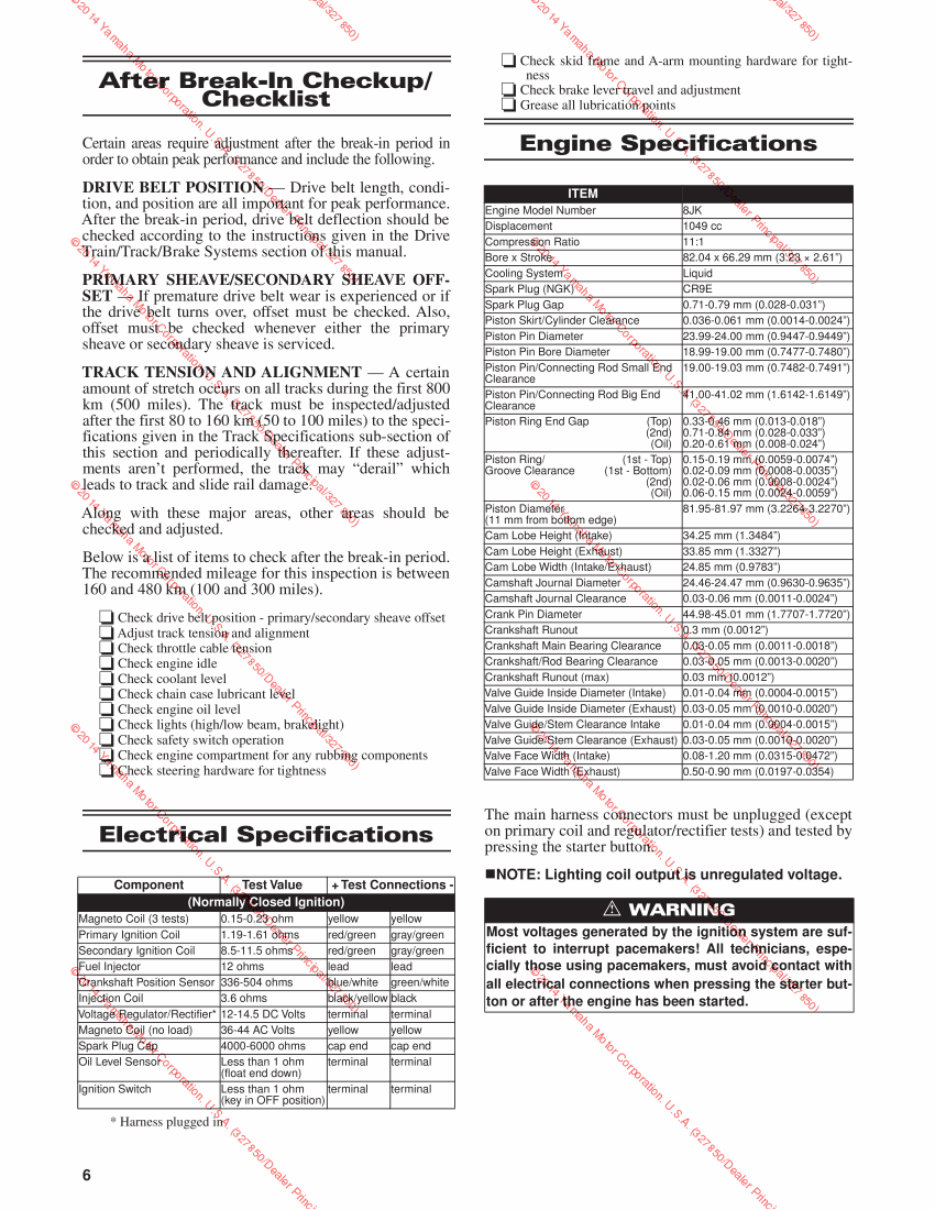 2014-2015 Yamaha SR Viper 4-Stroke Snowmobile Service & Repair Manual preview img 7