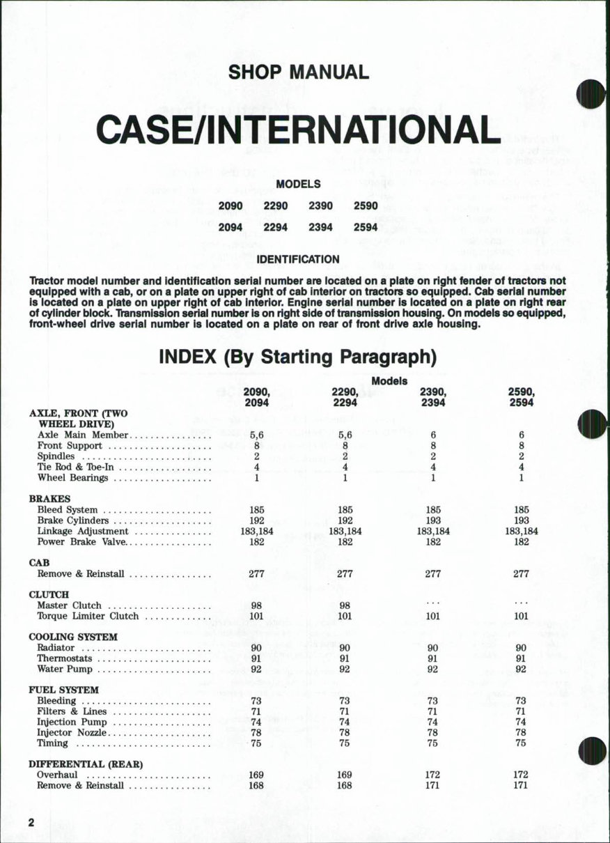 CASE 2290 Tractor Workshop Repair Service Manual preview img 1
