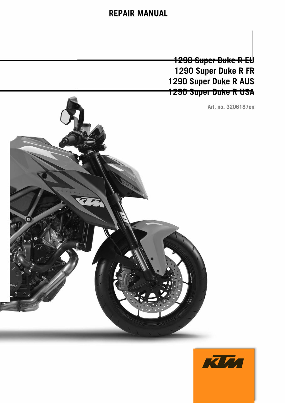 2014-2016 KTM 1290 Super Duke R Service & Repair Manual preview img 1