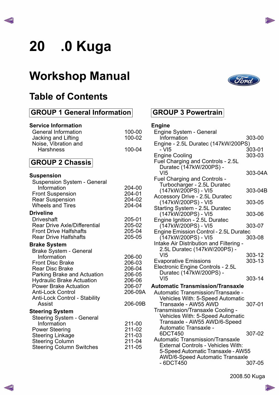2011 Ford Kuga Service & Repair Manual preview img 3