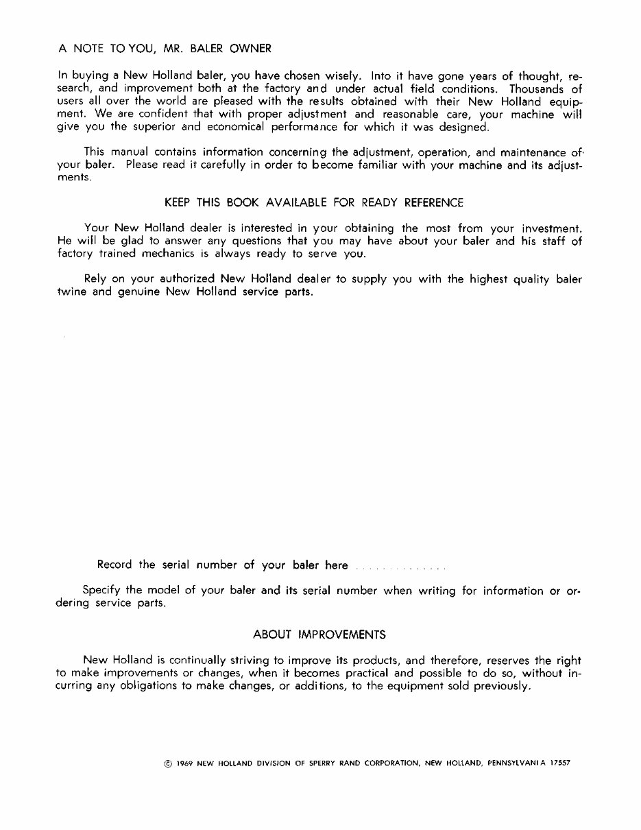 NEW HOLLand 275 HAYLINER BALER Operators Manual preview img 2