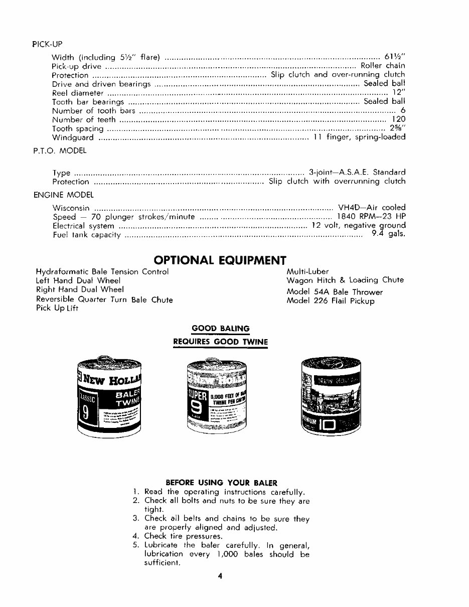 NEW HOLLand 275 HAYLINER BALER Operators Manual preview img 4