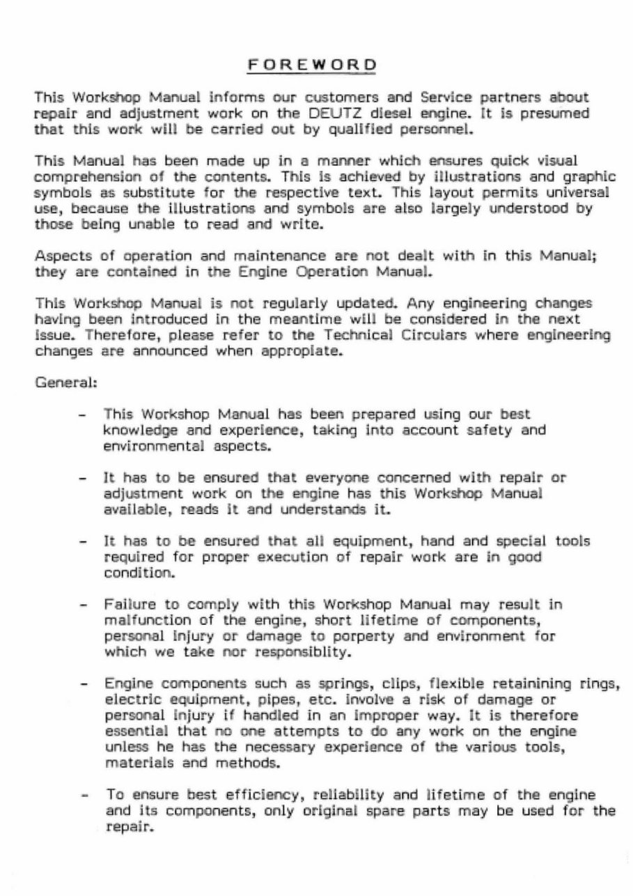 1986-1988 Deutz FL511 Engines OEM Service & Repair Manual preview img 5