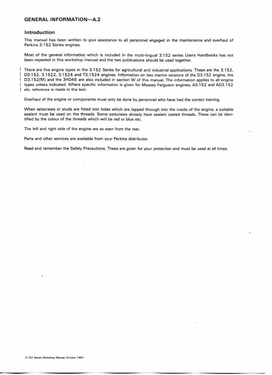 1991-Onwards Perkins 3.152 Series Diesel Marine Engine Service & Repair Manual preview img 6