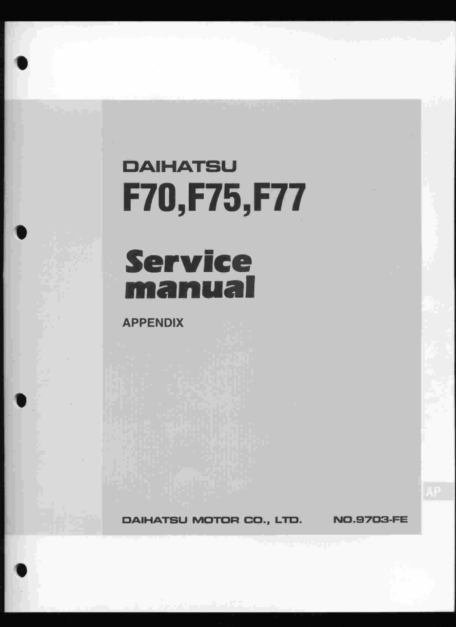DAIHATSU BERTONE ROCKY F70 F75 F77 Diesel Workshop Repair Manual preview img 1