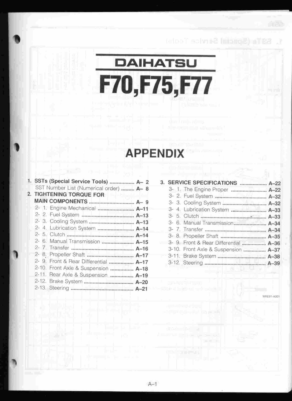 DAIHATSU BERTONE ROCKY F70 F75 F77 Diesel Workshop Repair Manual preview img 2