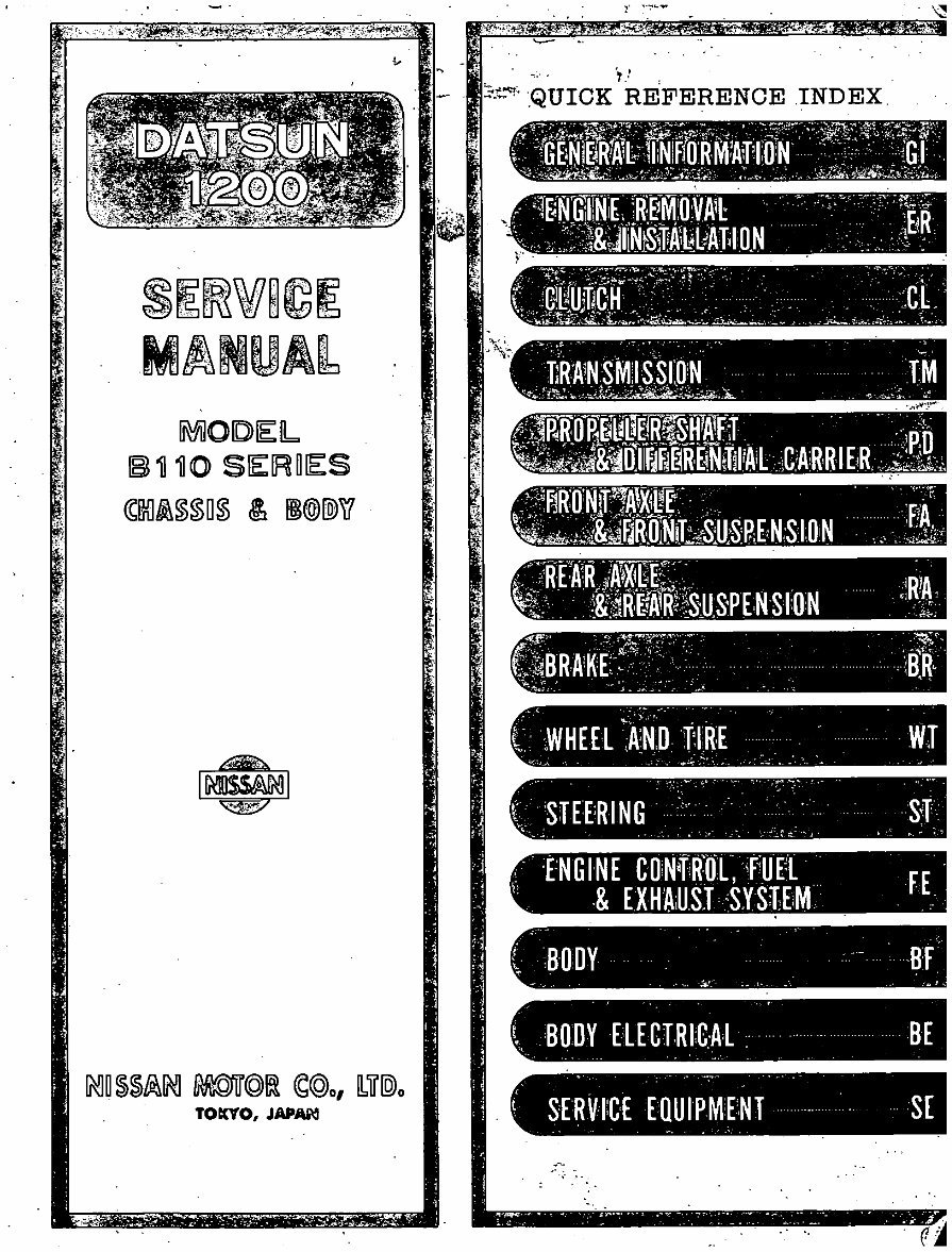 Datsun 1200 B110 Series Chassis & Body Service & Repair Manual preview img 2