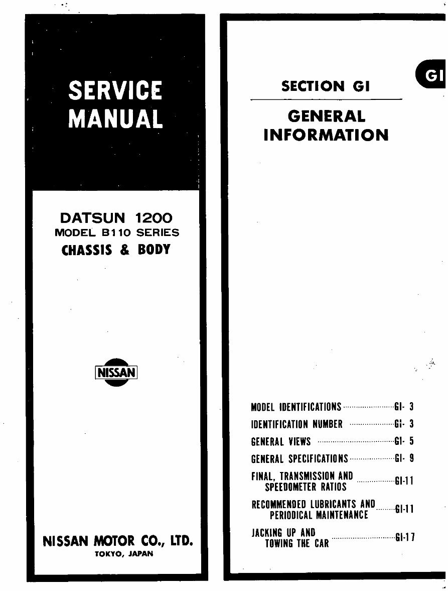 Datsun 1200 B110 Series Chassis & Body Service & Repair Manual preview img 4