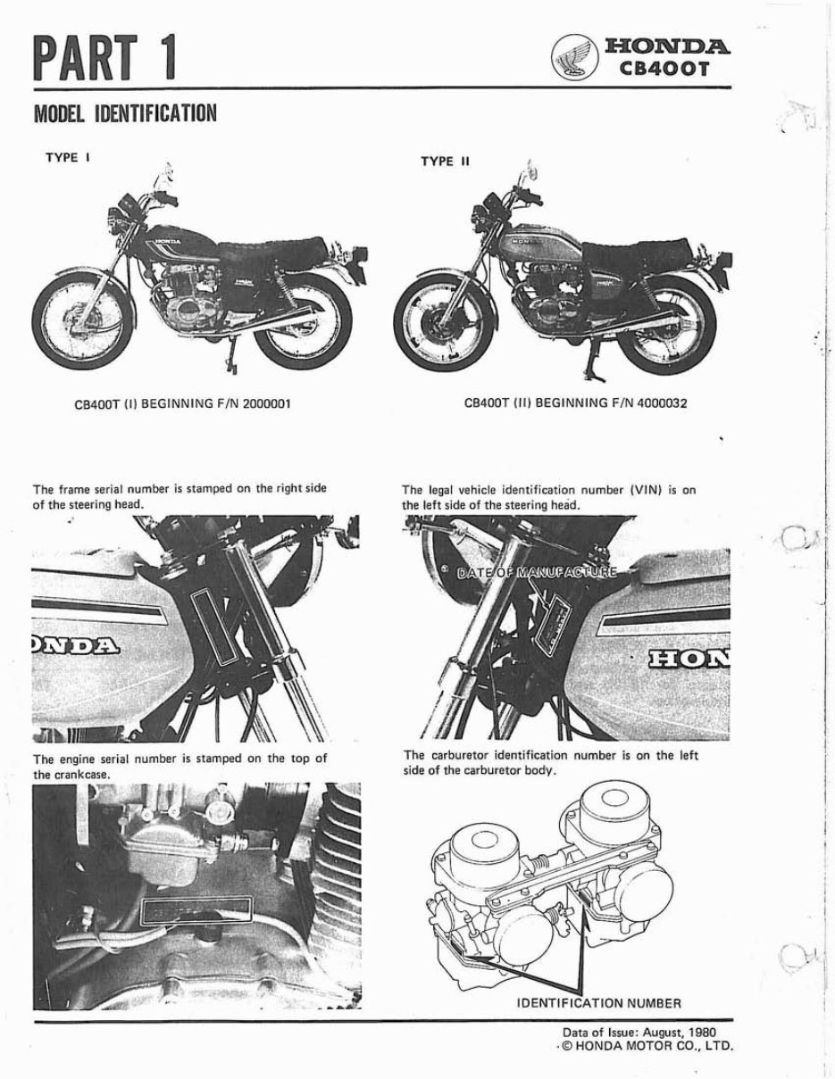 1977-1981 Honda CB250T CB400T Hawk CB400A Hondamatic Motorcycle Repair Manual preview img 3