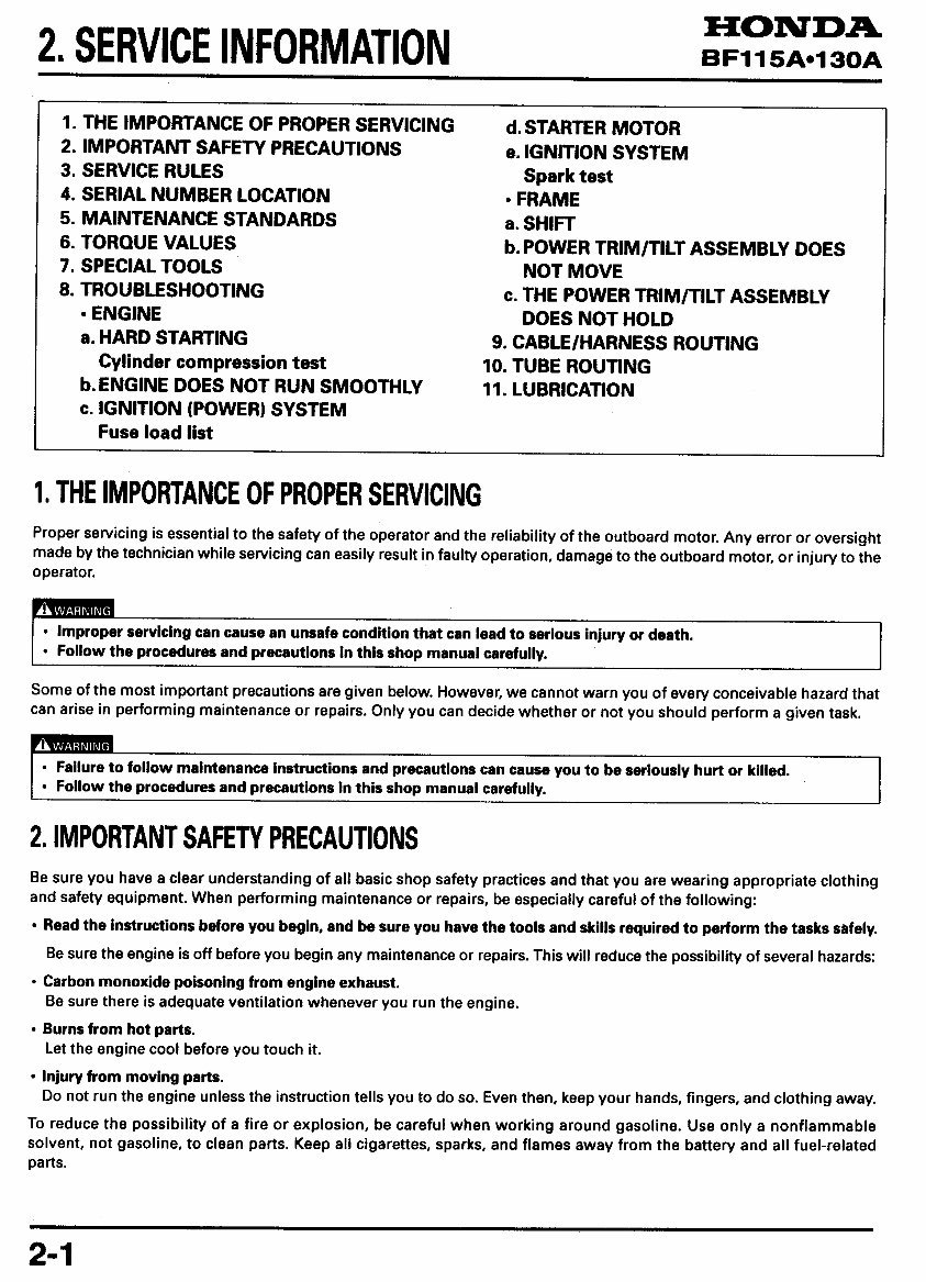 HONDA OUTBOARD Engine BF115A BF130A Series Workshop Manual preview img 7