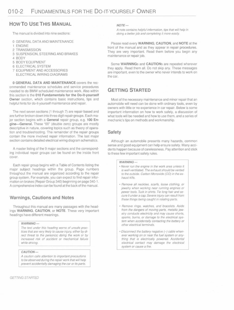1992 BMW 5 Series (525i/530i/540i) E34 Service & Repair Manual preview img 9