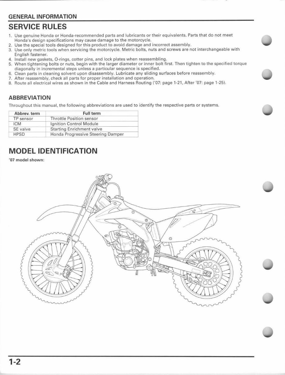 2007-2008 CRF450R Service & Repair Manual preview img 6