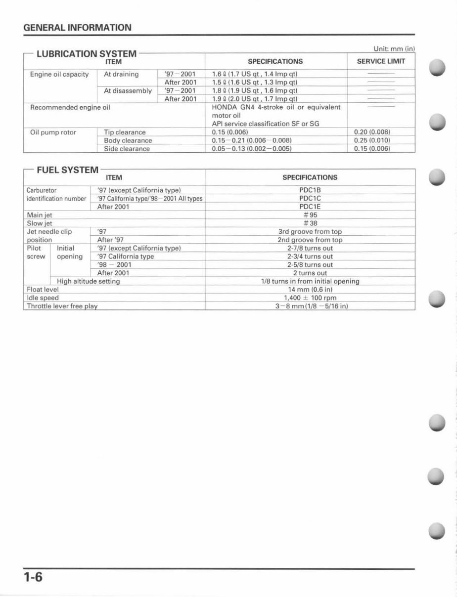 1997-2001 Honda TRX250 Fourtrax Recon ATV Repair Manual preview img 10