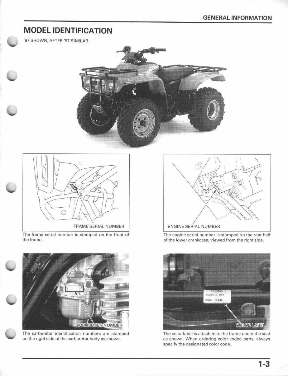 1997-2001 Honda TRX250 Fourtrax Recon ATV Repair Manual preview img 7