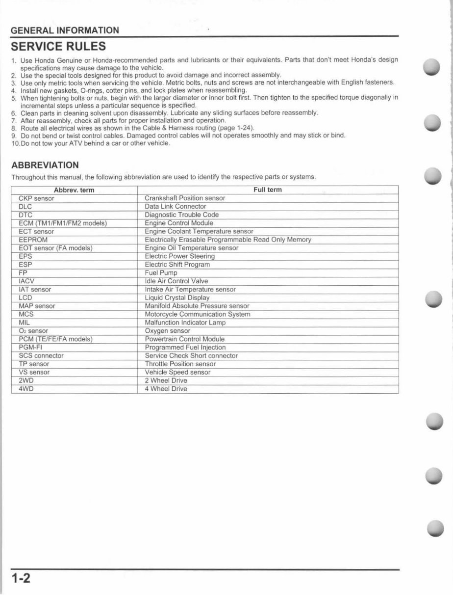 2014-2016 Honda TRX420 FourTrax Rancher ATV (FA/TM/TE/FM/FE) OEM Service & Repair Manual preview img 8