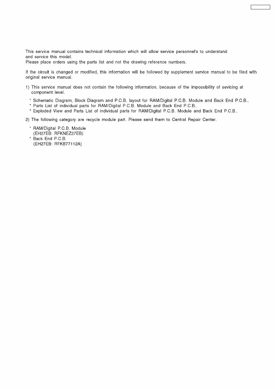 Panasonic DMR-EZ27 EZ27EB Service Manual and Repair Guide preview img 7