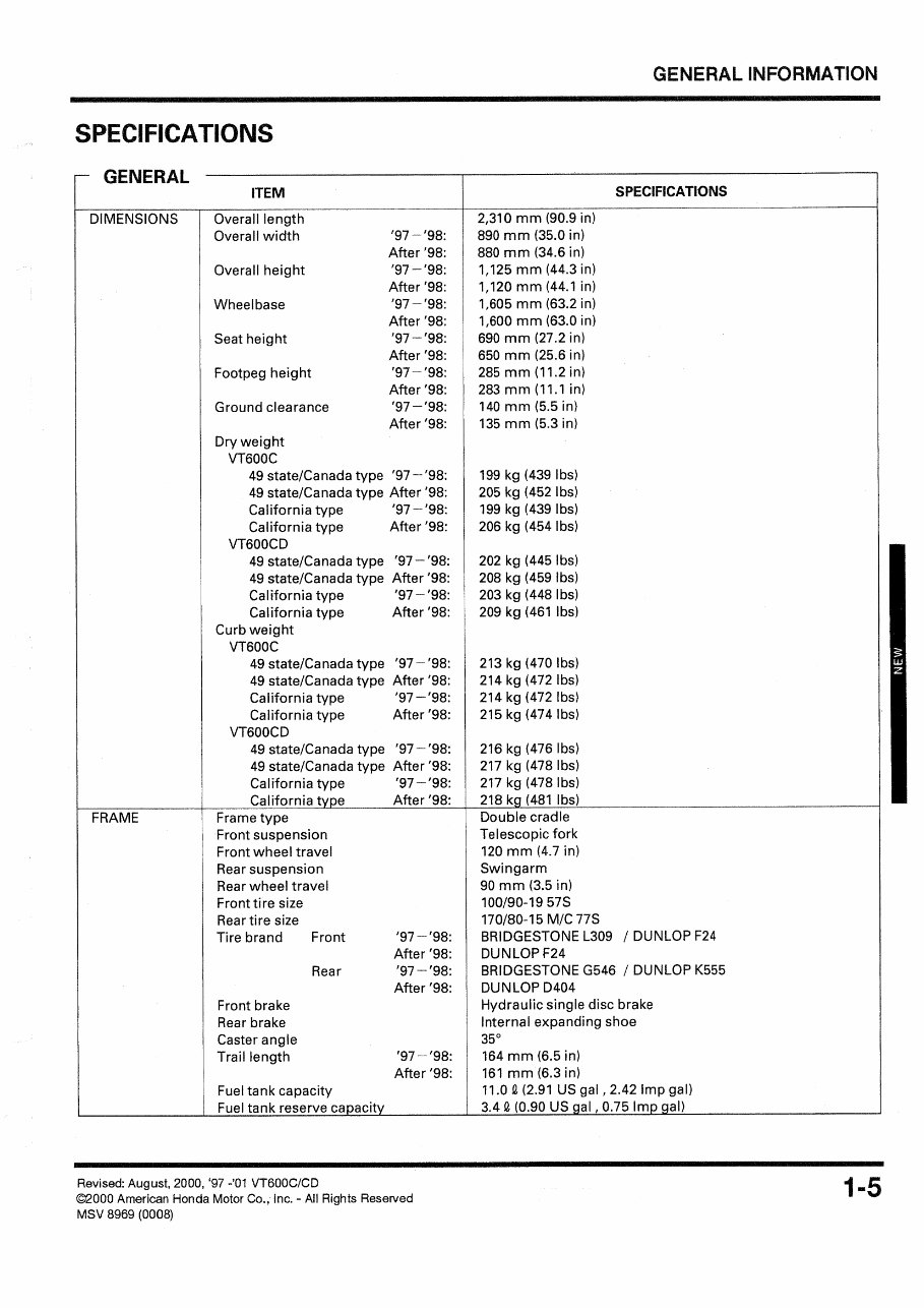 1997-2001 Honda VT 600 C Shadow Service & Repair Manual preview img 7