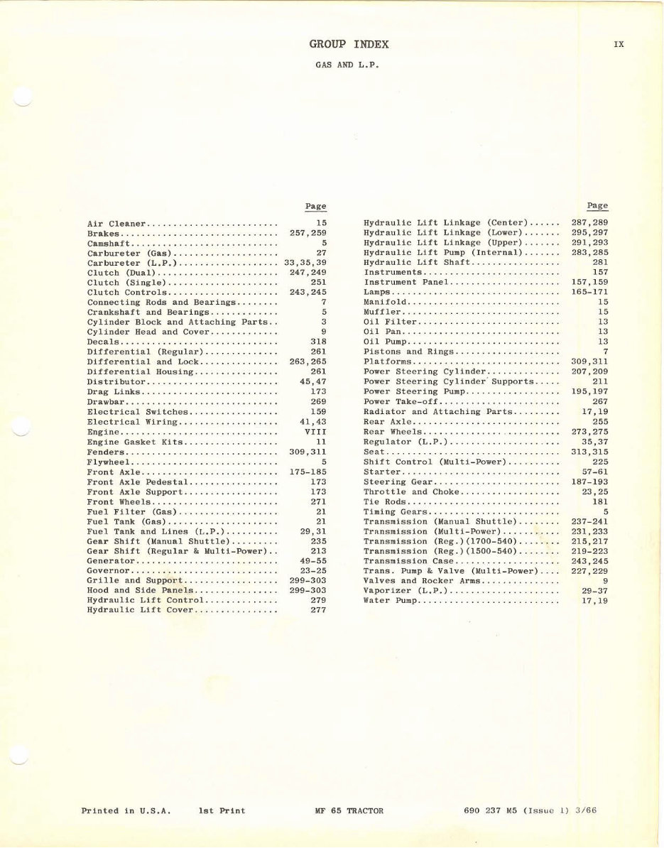 MASSEY FERGUSON MF 65 Tractor Parts Manual 690237M5 preview img 10