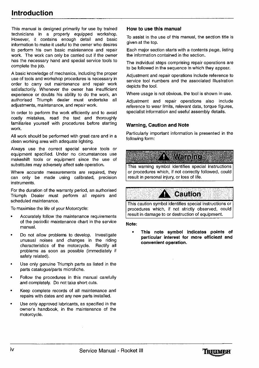 TRIUMPH ROCKET III Classic Touring Shop Manual 2007 Onwards preview img 4