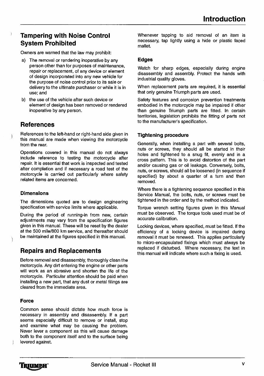 TRIUMPH ROCKET III Classic Touring Shop Manual 2007 Onwards preview img 5