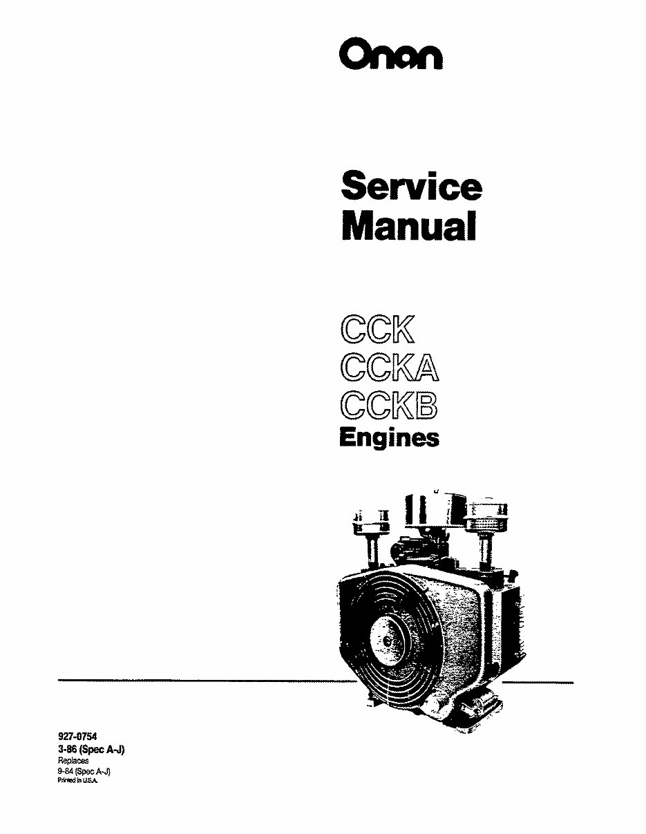 Onan CCK, CCKA, CCKB Series Engine service manual preview img 1