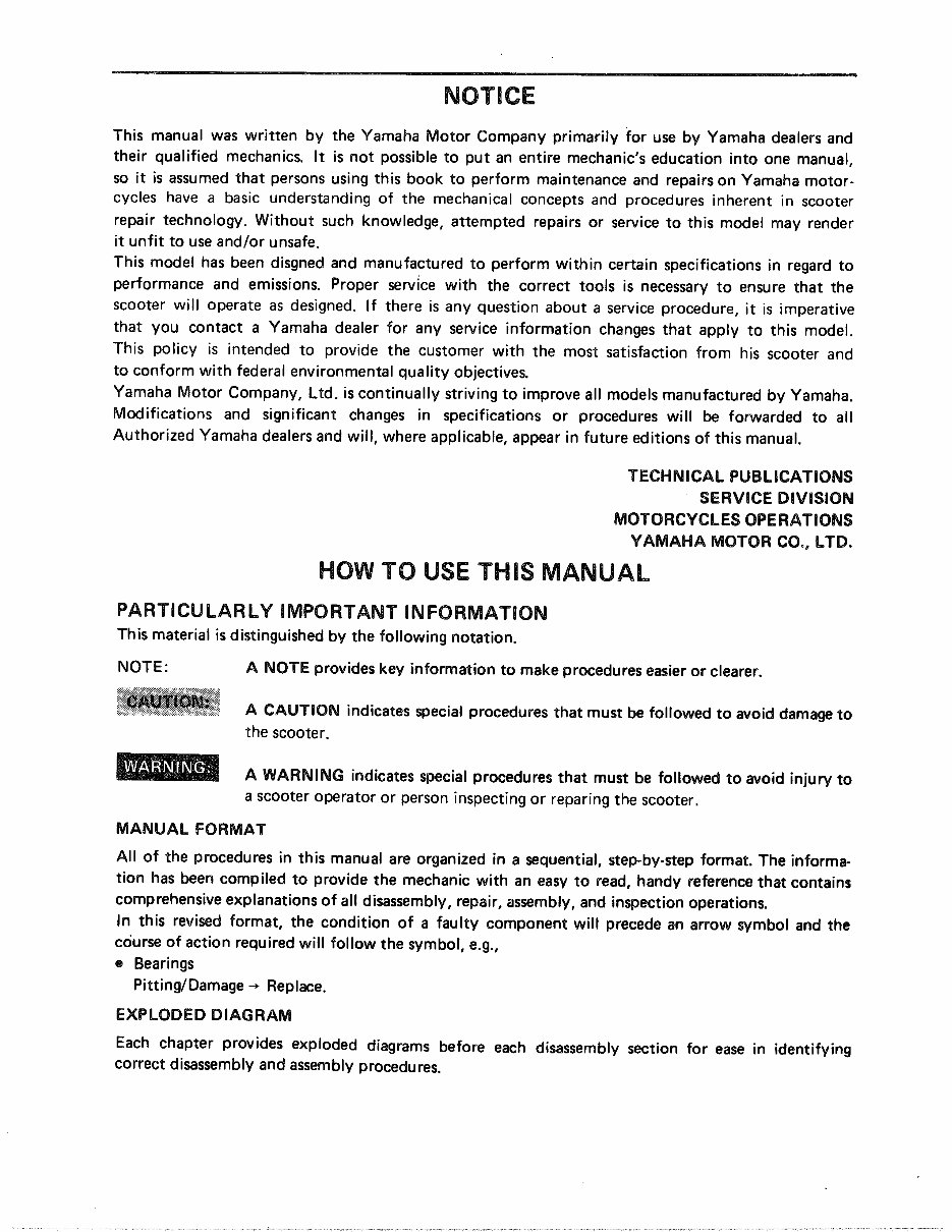 Yamaha SH50, Razz 50 Scooter Workshop Service Manual 1987-2001 preview img 1
