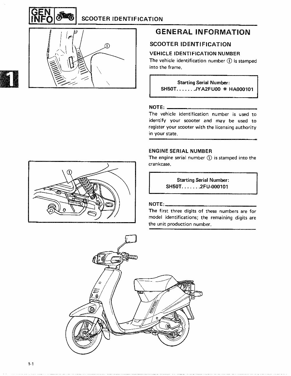 Yamaha SH50, Razz 50 Scooter Workshop Service Manual 1987-2001 preview img 6
