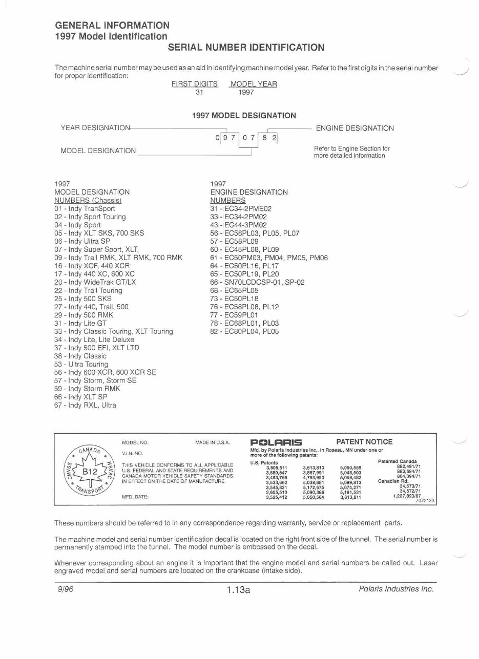 1996 - 1997 - 1998 Polaris Snowmobile Factory Service Manual preview img 6