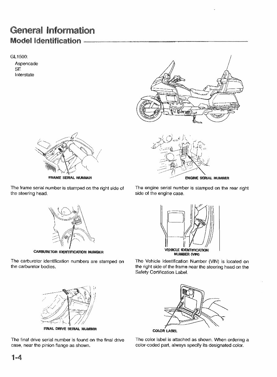 1994 HONDA GOLDWING GL1500 ASPENCADE, SE, INTERSTATE Service Repair Manual !!! preview img 5