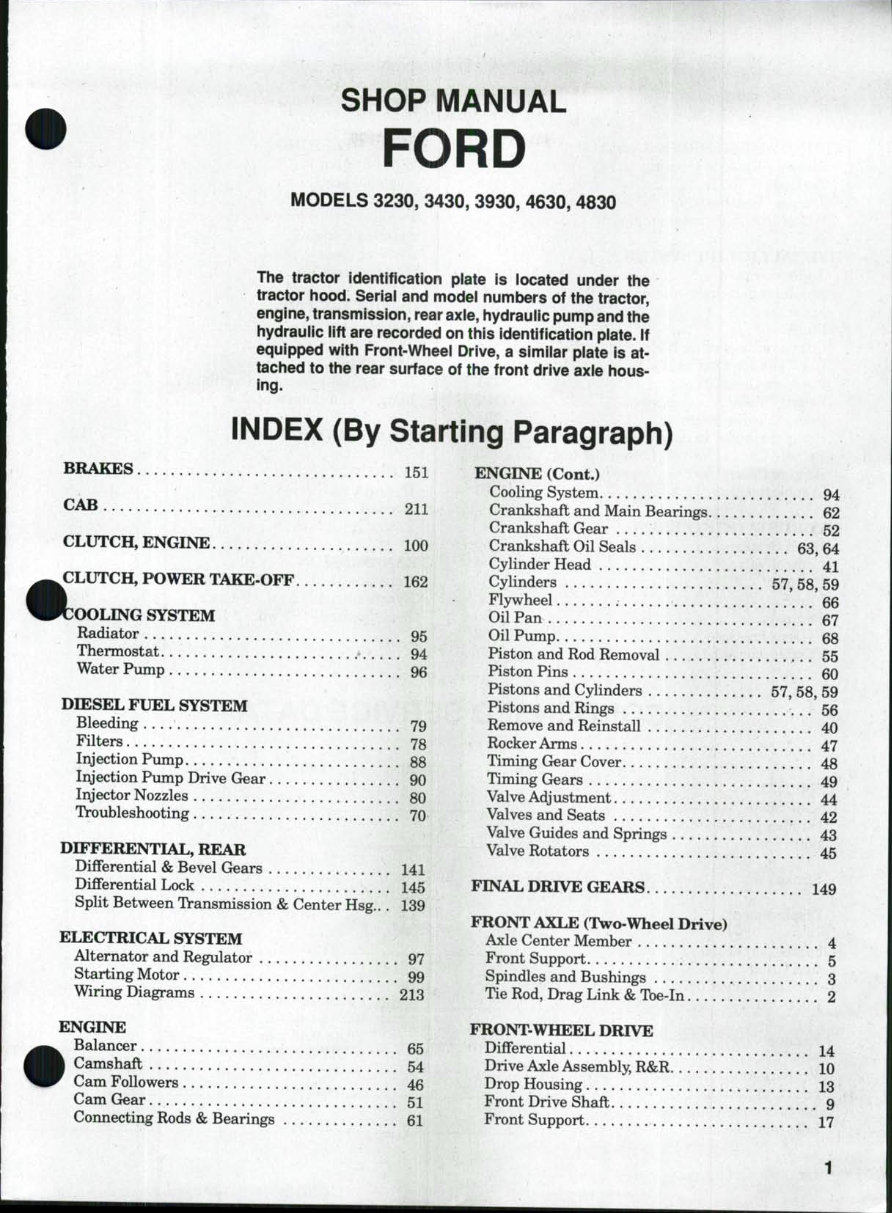 Ford 3230/3430/3930/4630/4830 Tractors OEM Service & Repair Manual preview img 1