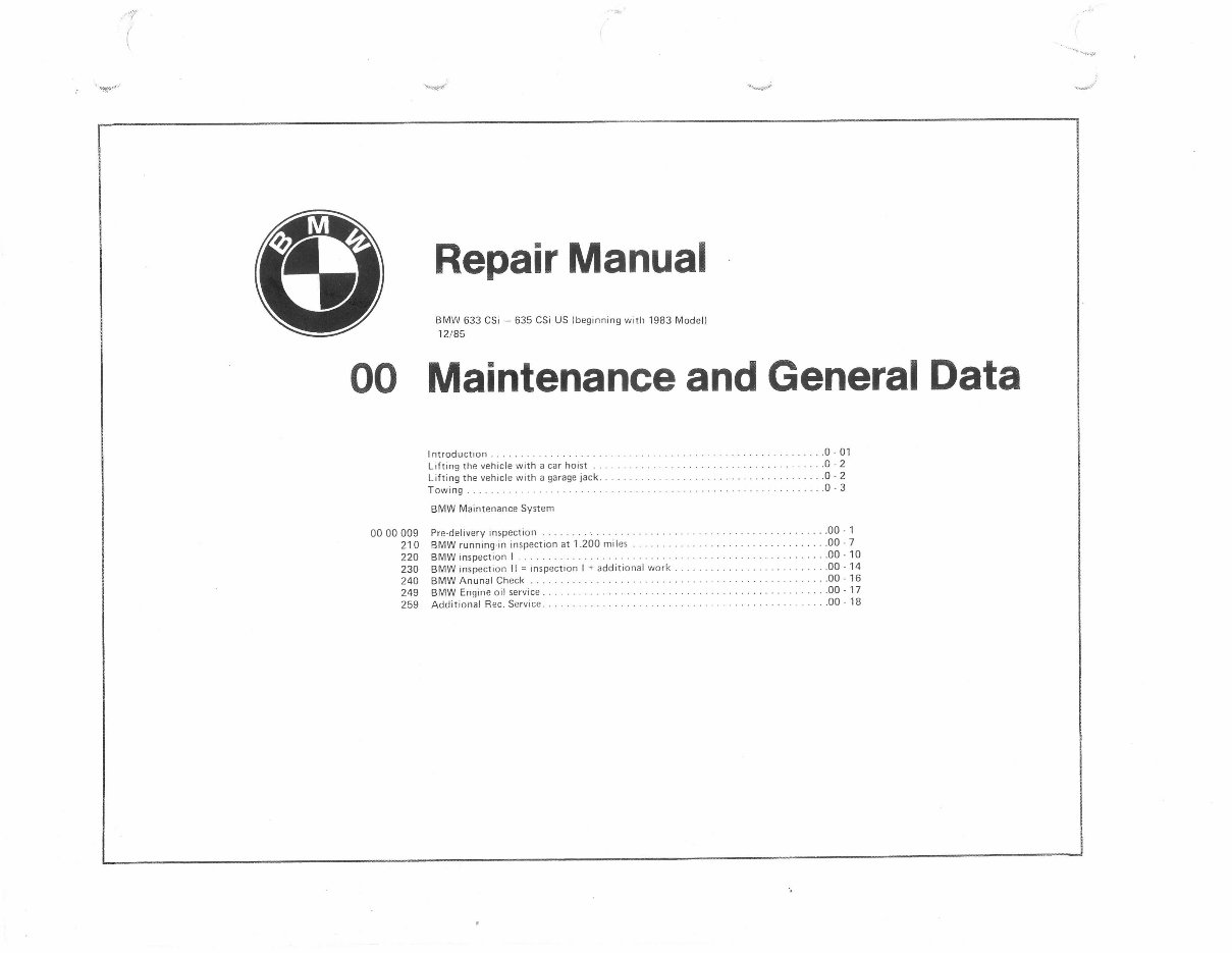 1983-1989 BMW 635 Csi Service & Repair Manual preview img 2
