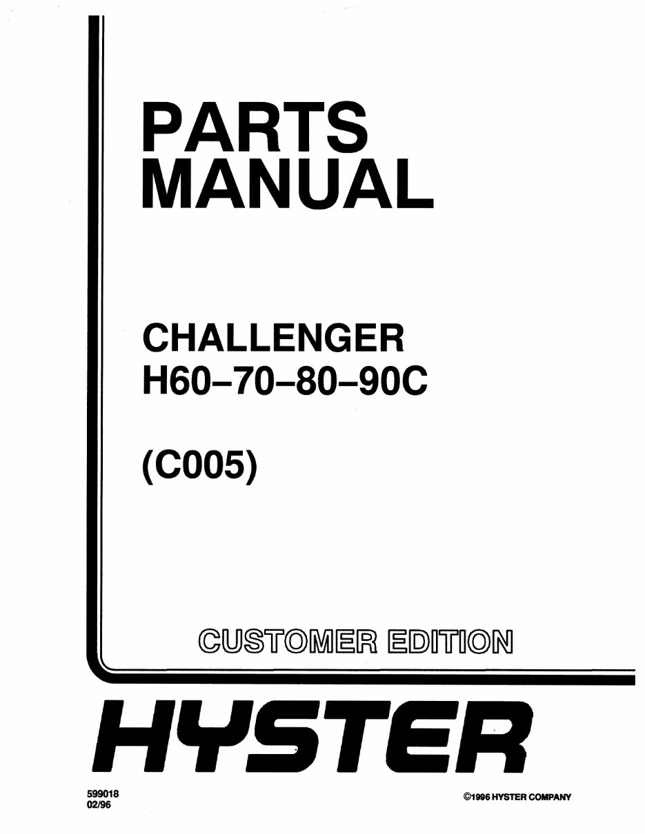 Hyster C005 (H60C, H70C, H80C, H90C) Forklift Parts Manual preview img 1