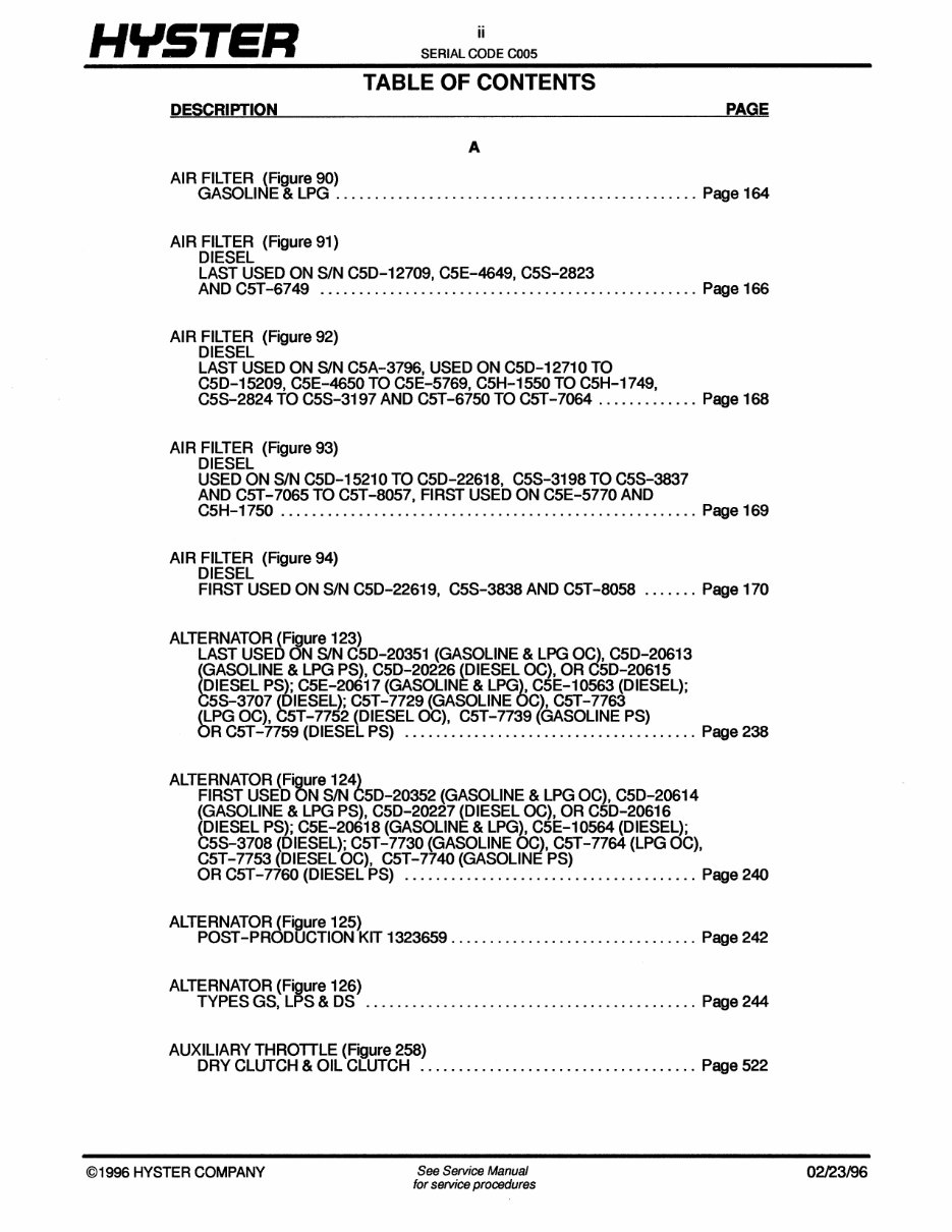 Hyster C005 (H60C, H70C, H80C, H90C) Forklift Parts Manual preview img 3