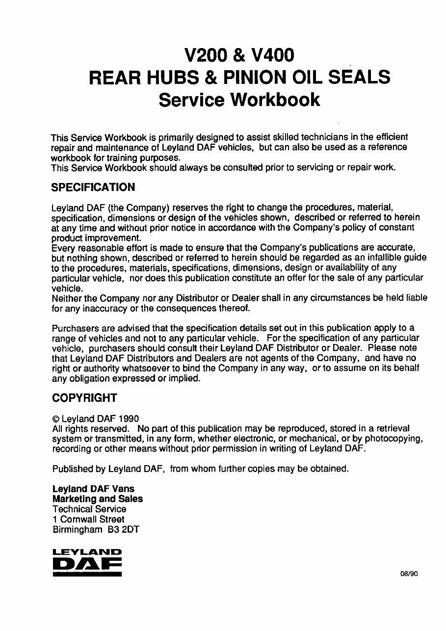 1994-2002 LDV Van Minibus Tipper Cub Pilot Convoy Service & Repair Manual preview img 2