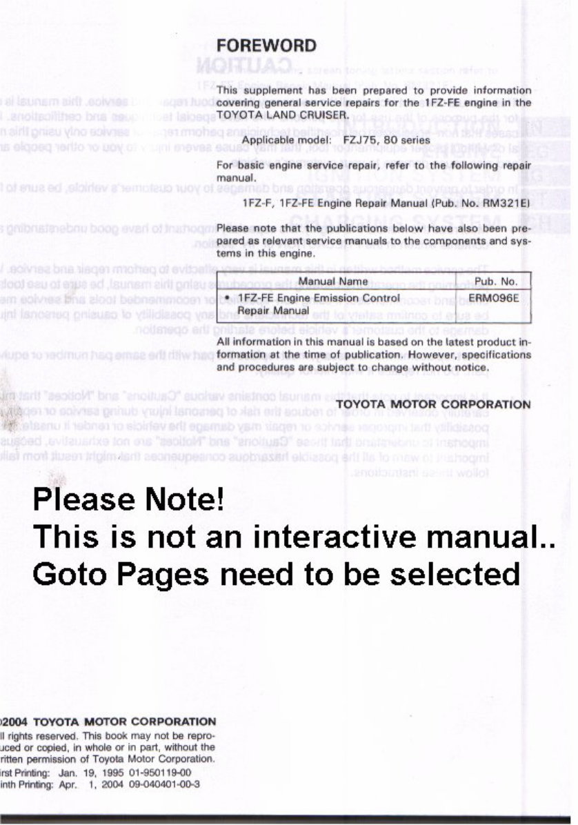 4.5L 1FZ-F & 1FZ-FE Engine Workshop Service Repair Manual preview img 1