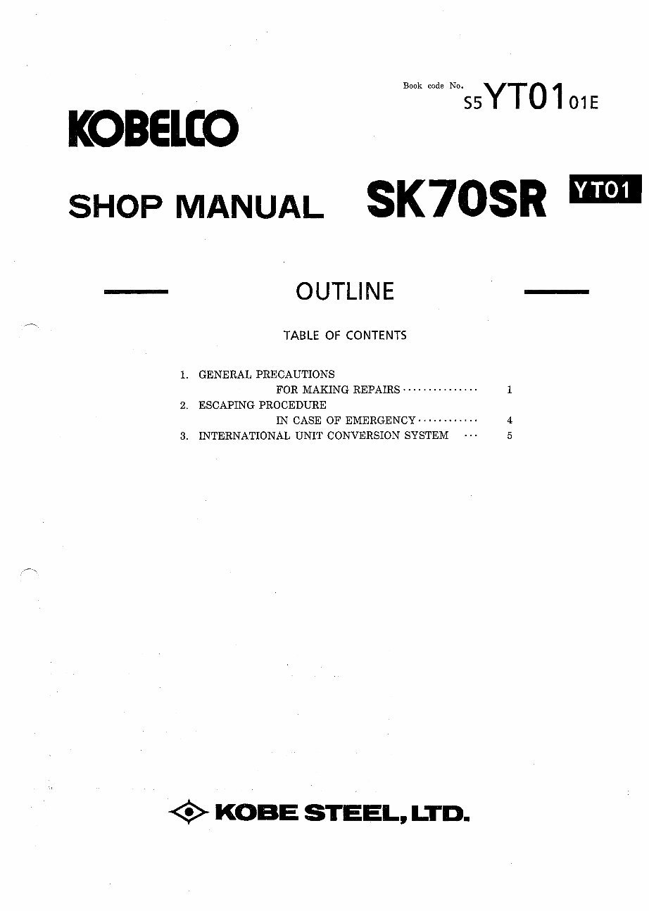 Kobelco 70SR-2 Service Manual preview img 7