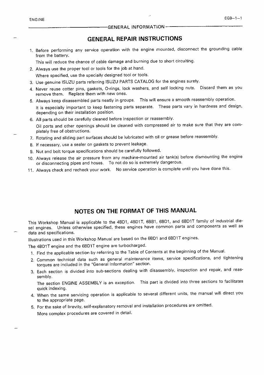Isuzu 4BD1, 4BD1T, 6BB1, 6BD1, 6BD1T Engine Complete Workshop Service Repair Manual preview img 7