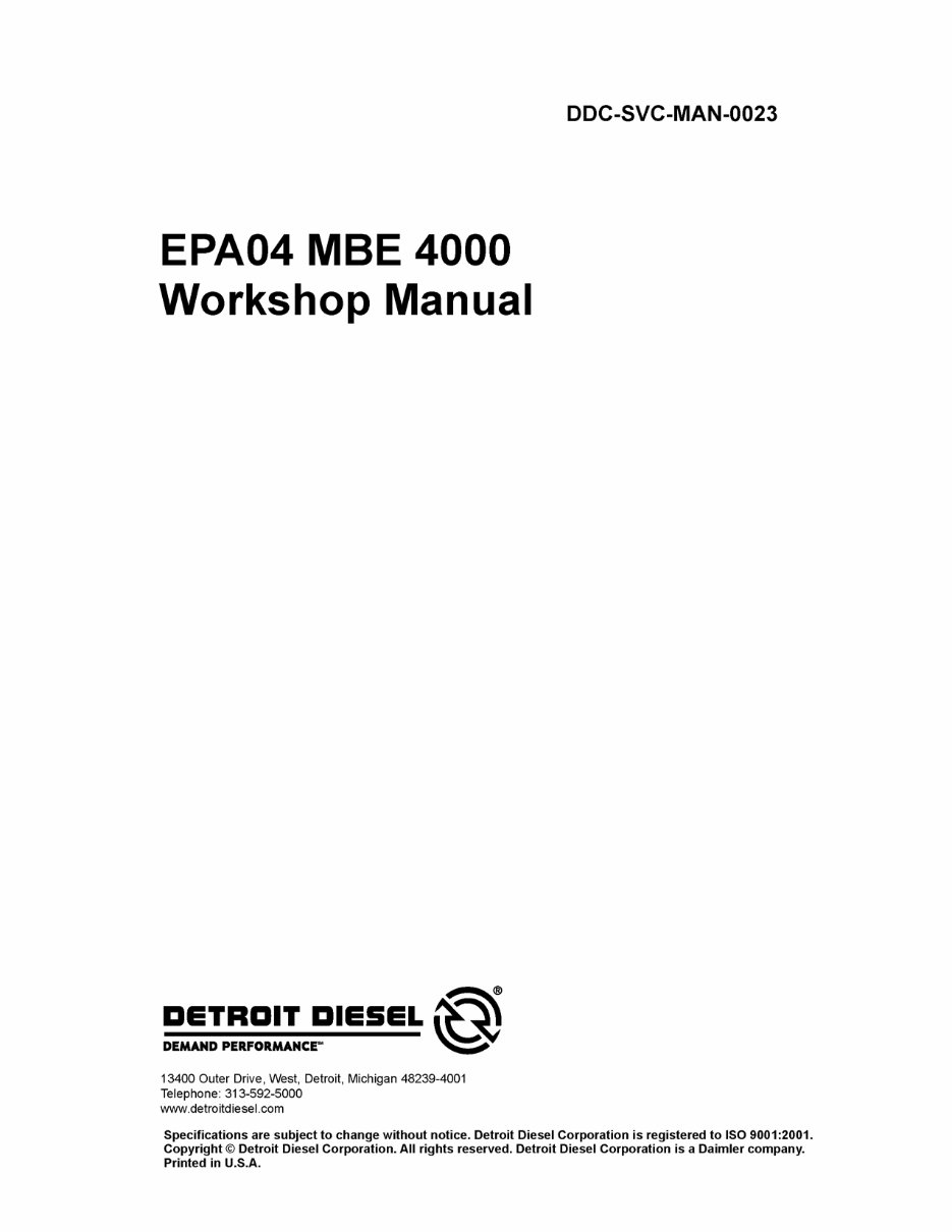 Detroit Diesel MBE 4000 Engine Service & Repair Manual preview img 1