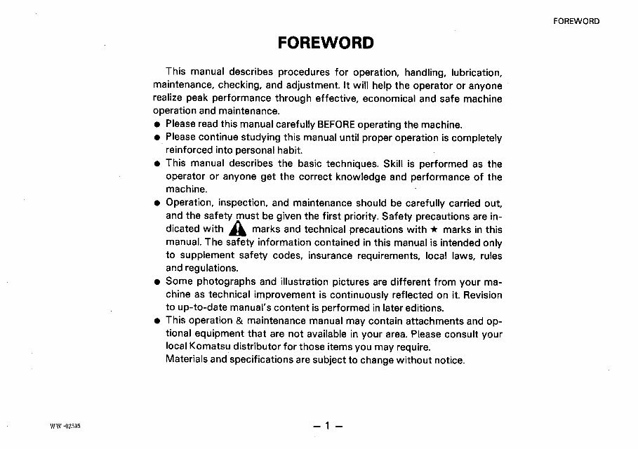 Komatsu WA180-1 Wheel loader service repair manual preview img 2