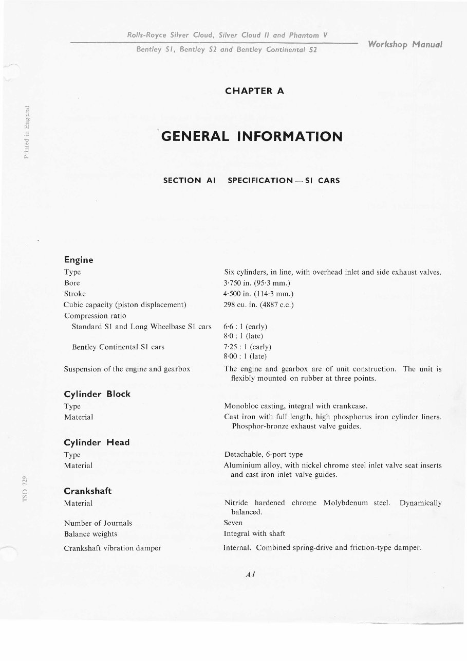 1955-1962 Bentley Continental S (S1 / S2) Service & Repair Manual preview img 7