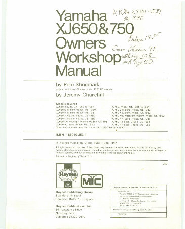 1981-1984 Yamaha XJ750 Service & Repair Manual preview img 2