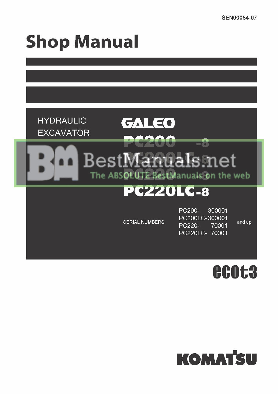 Komatsu PC220-8 Hydraulic Excavator Service & Repair Manual preview img 1