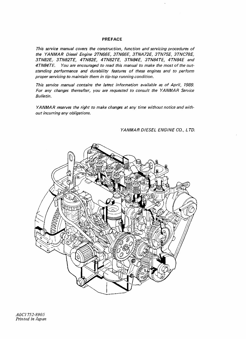 Yanmar Industrial Diesel Engine TN Series (2TN66E 3TN66E 3TNA72E 3TN75E 3TNC78E 3TN82E 3TN82TE 4TN82TE 4TN82E 4TN82TE 3TN84E 3TN preview img 3