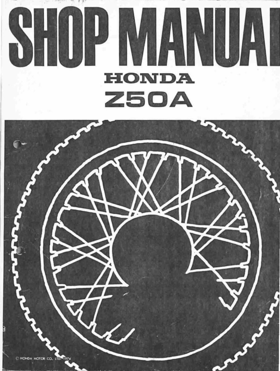 HONDA Z50R Z50A Motorcycle Service & Repair Manual (1970 to 1981) - ! preview img 1