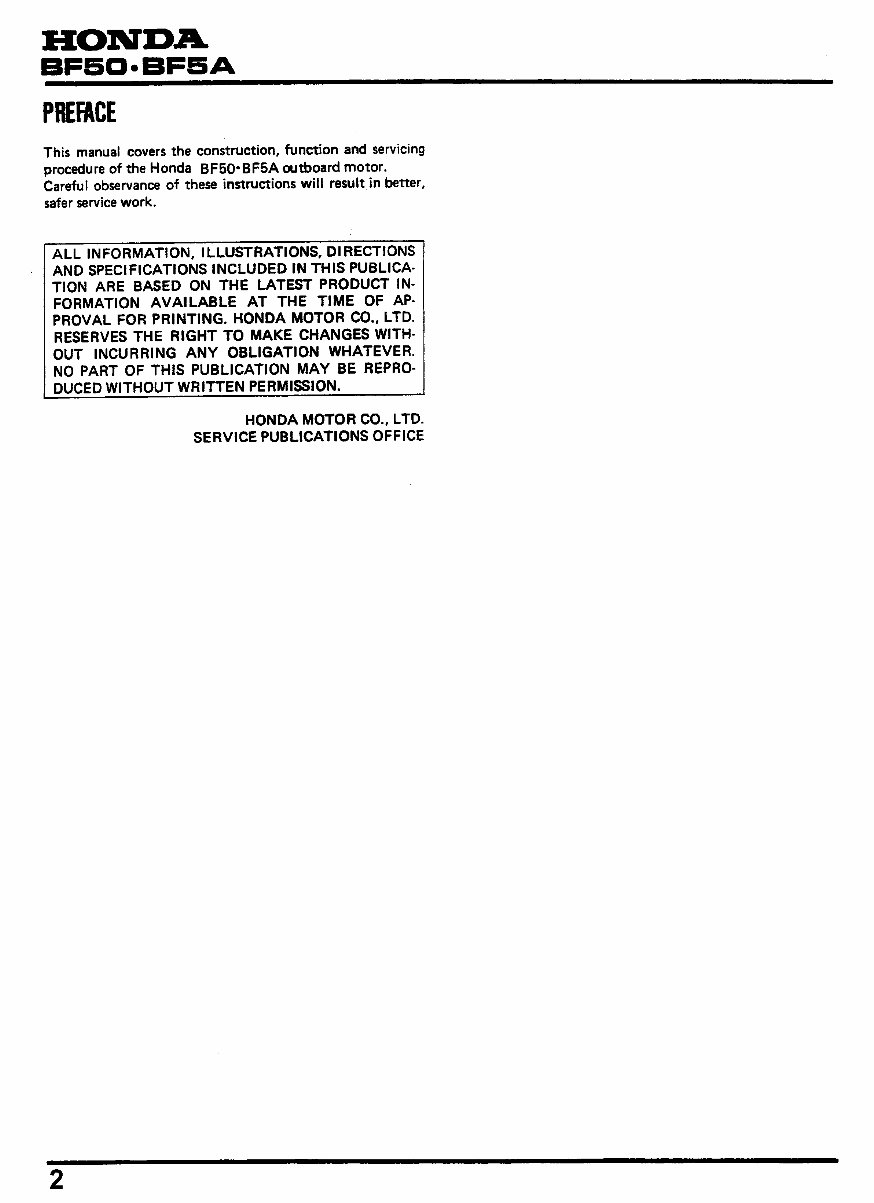  BF50, BF5A Outboard Motors Shop Manual preview img 2