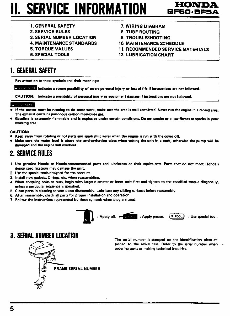  BF50, BF5A Outboard Motors Shop Manual preview img 5
